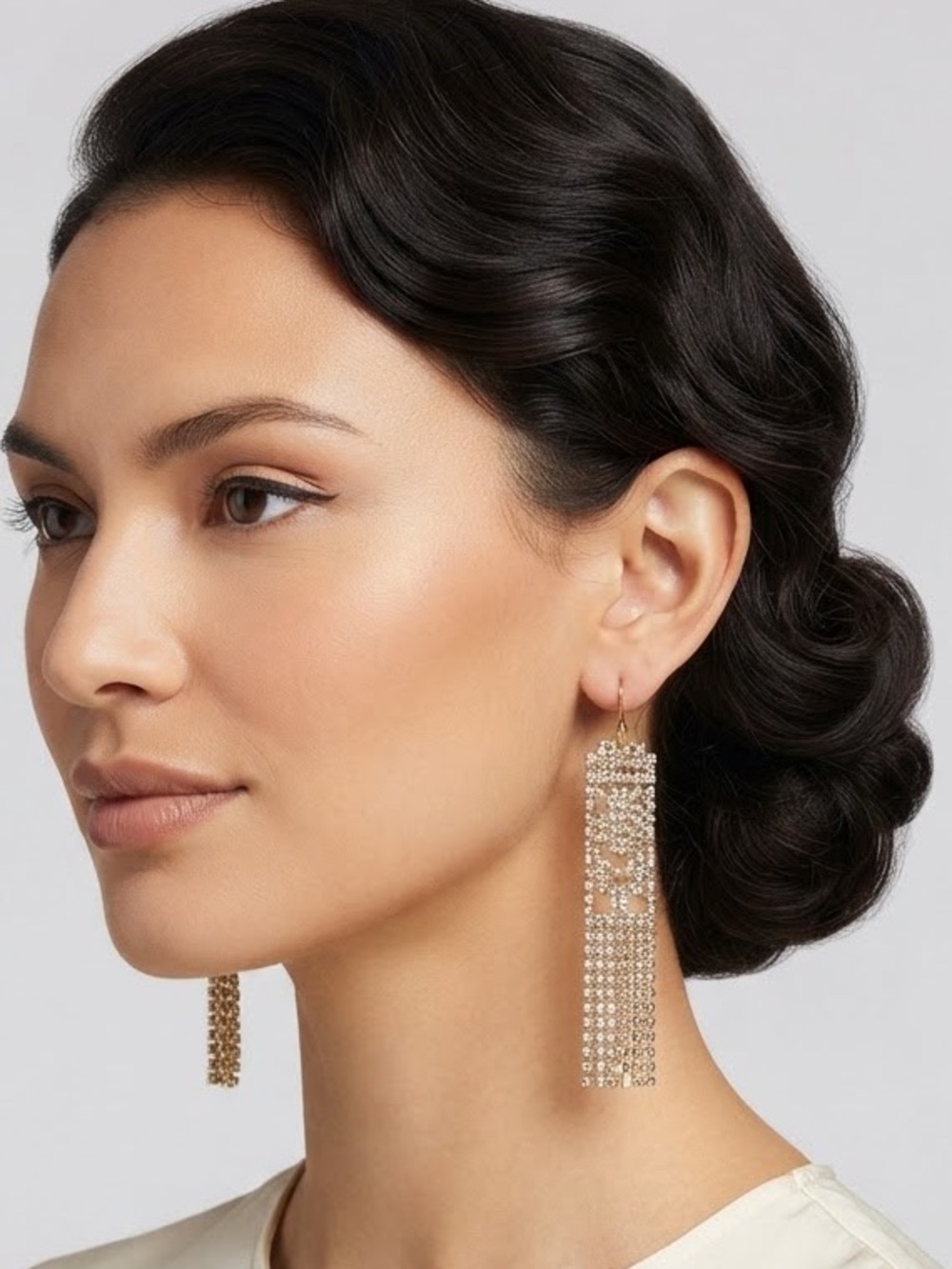 Crystal Avenue Crystal Fringe Drop Earrings Gold ToneNWT